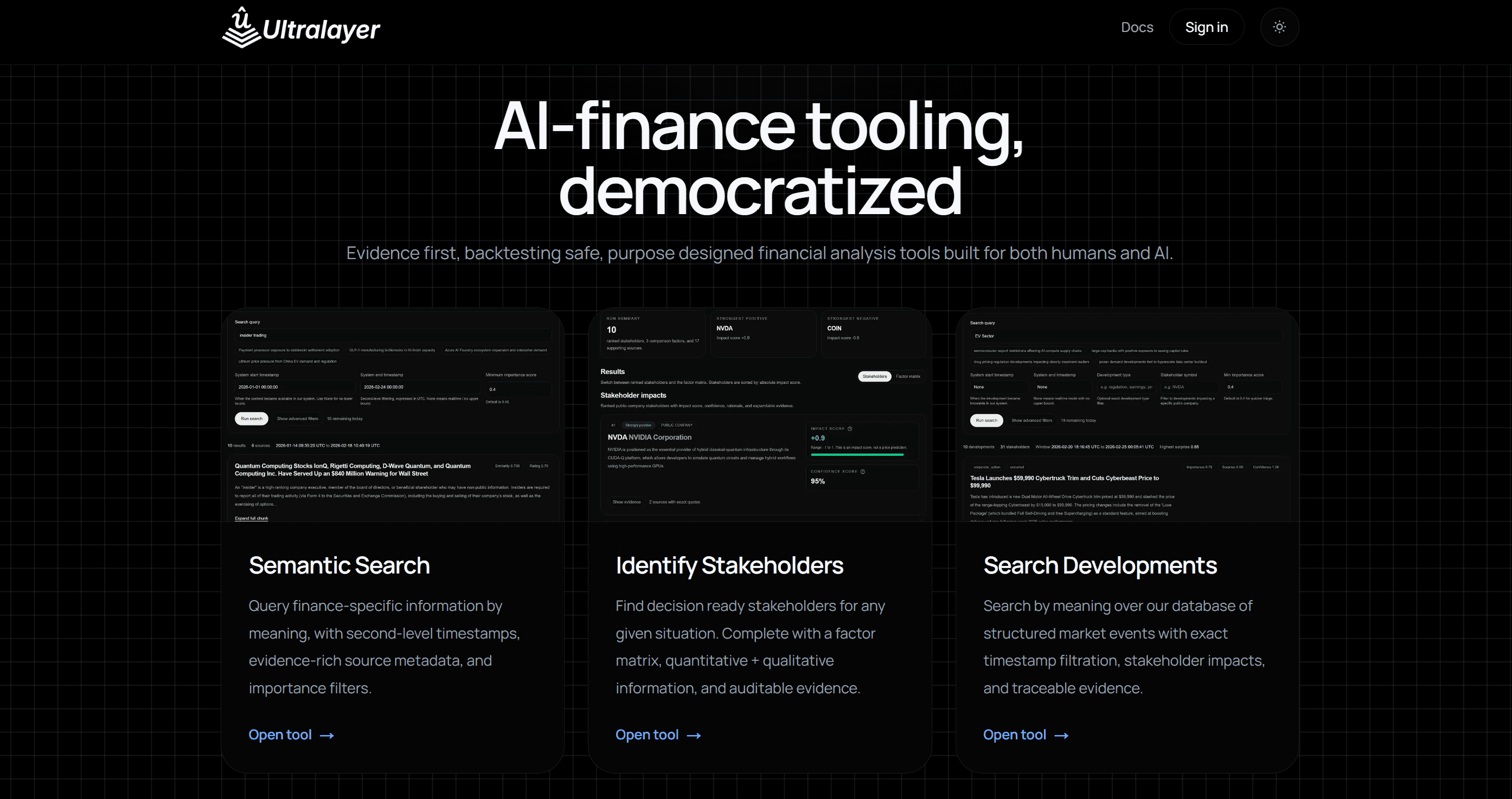 Ultralayer app homepage